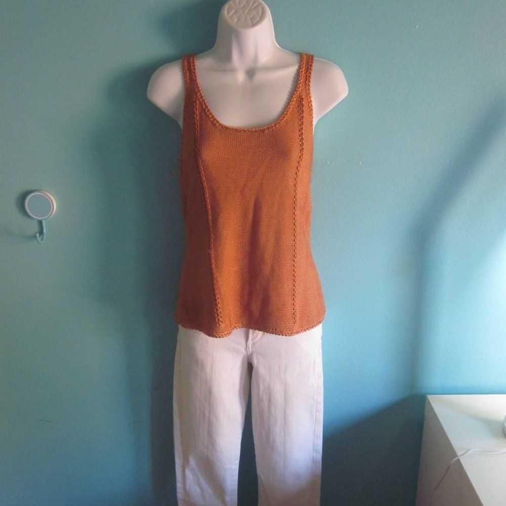 Handmade Orange Knit Tank Size L Guadalupe Carden… - image 6