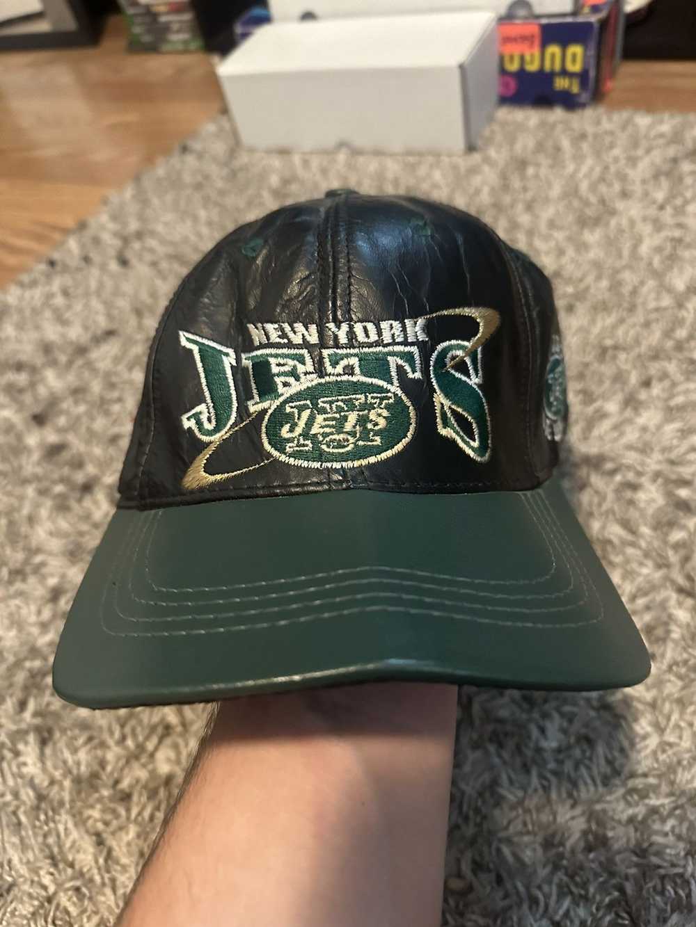 NFL Vintage 90’s New York jets genuine leather hat - image 1