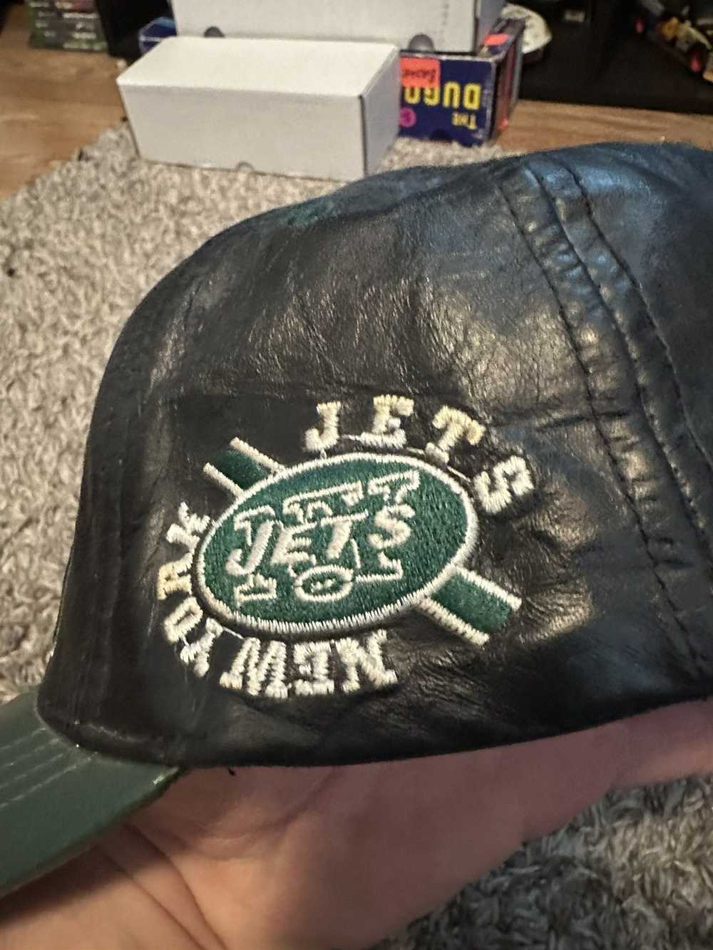 NFL Vintage 90’s New York jets genuine leather hat - image 3