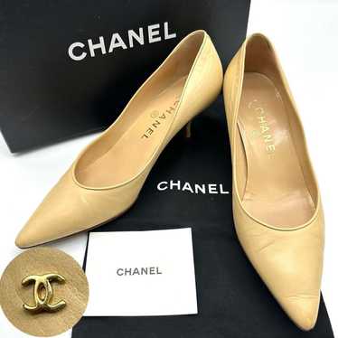 CHANEL Pumps High Heels Coco Mark Pointed Toe