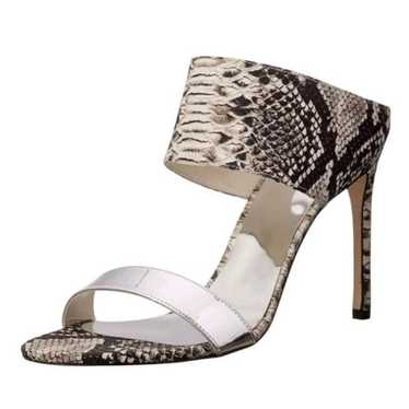 STUART WEITZMAN Python Embossed Leather Open Toe … - image 1