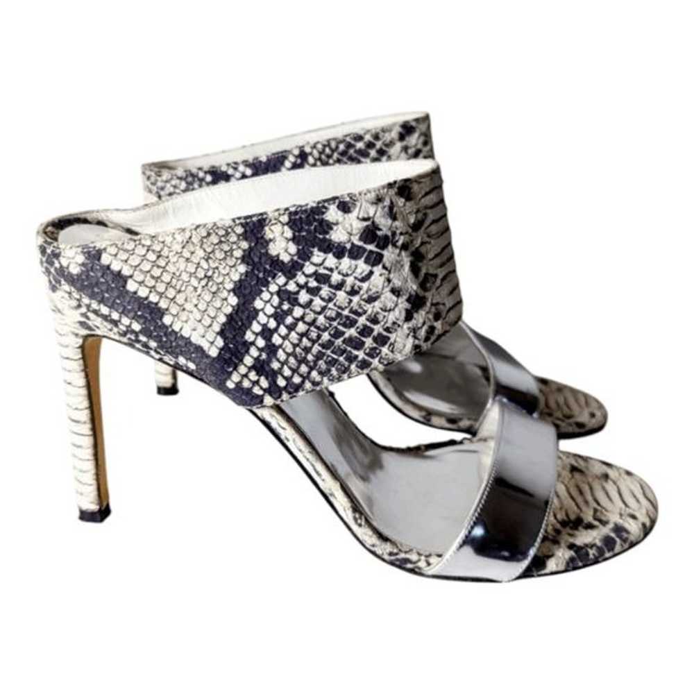 STUART WEITZMAN Python Embossed Leather Open Toe … - image 3