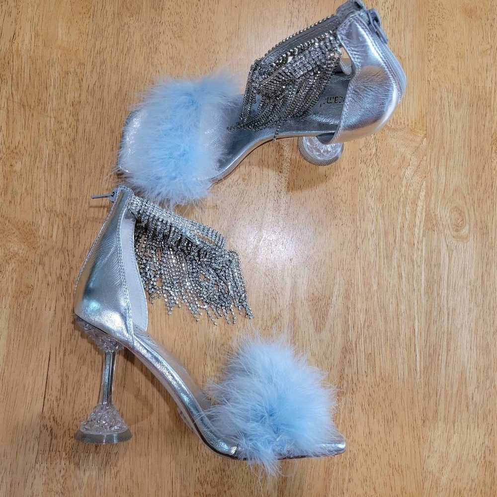 Jeffrey Campbell Jamie blue feather heeled sandals - image 3