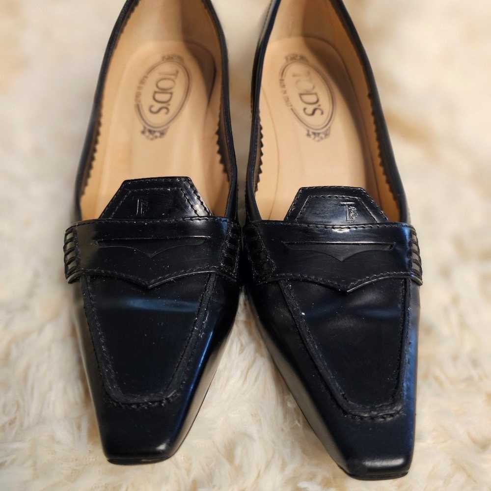 Tod's Black Leather Loafer Pump - image 10