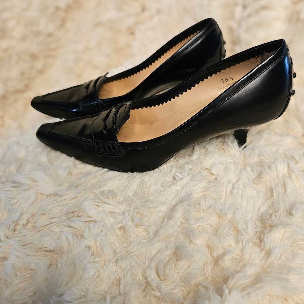 Tod's Black Leather Loafer Pump - image 2