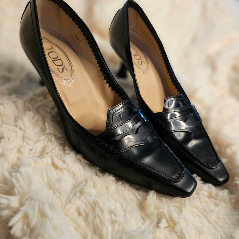 Tod's Black Leather Loafer Pump - image 4