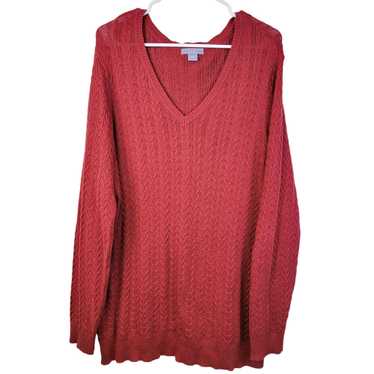 Vintage Red Vintage Y2K Cable Knit Sweater Women … - image 1