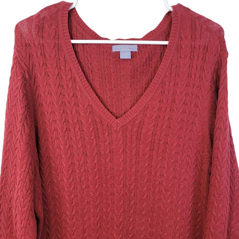 Vintage Red Vintage Y2K Cable Knit Sweater Women … - image 9