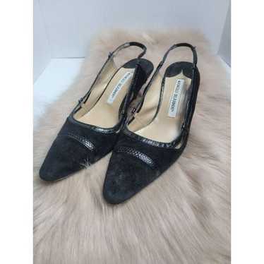 Manolo blahnik Slingback Black Suede Point toe Pum