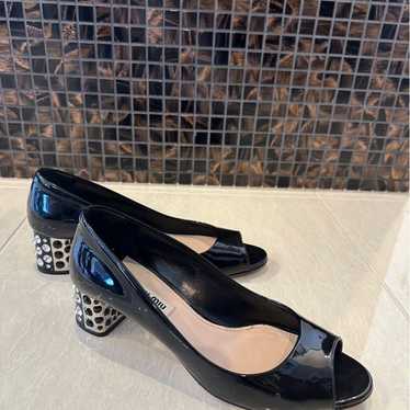 Miu Miu Black Patent Open-Toe Pumps