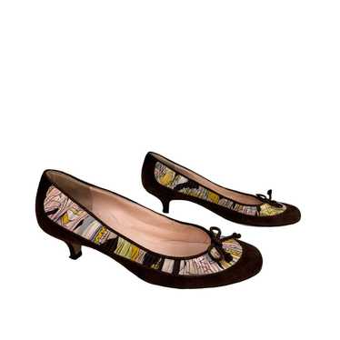 Emilio Pucci Womens Pumps 37.5 Brown Multi Print S