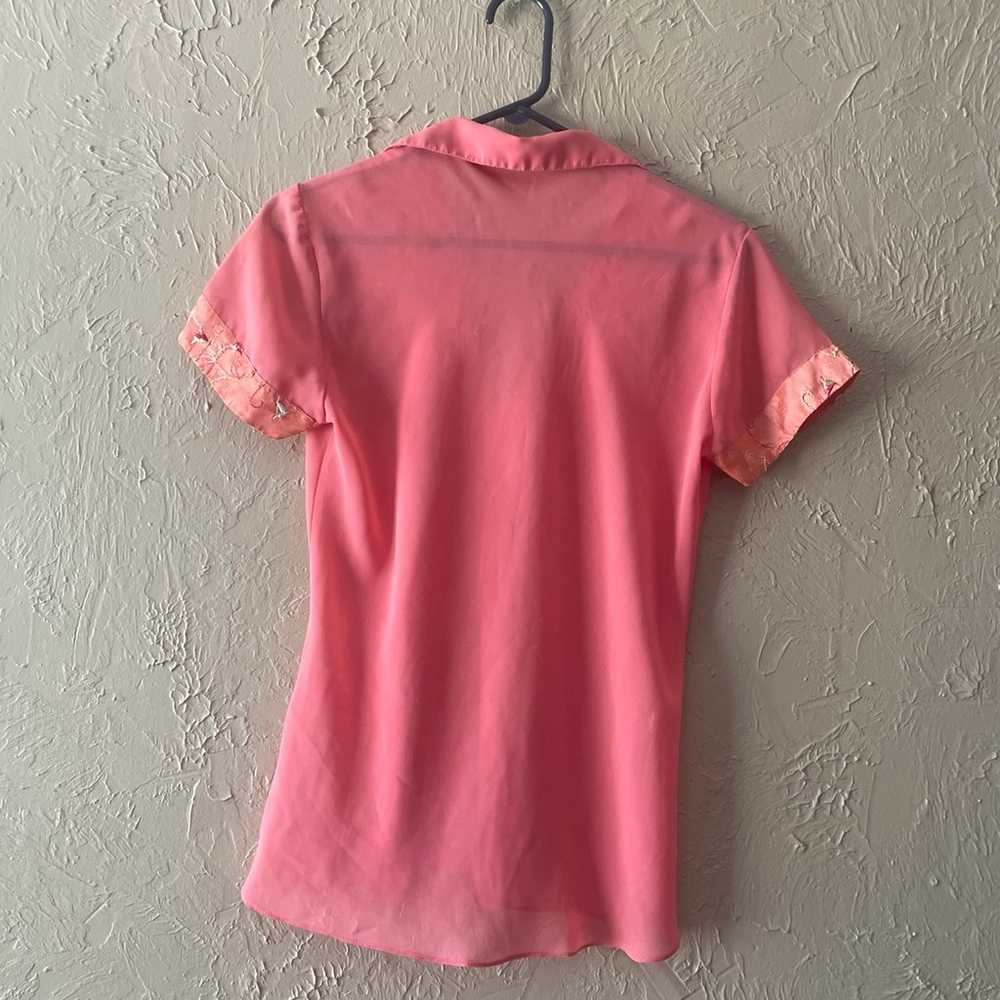 Belgrito Vintage 60s Coral Collared Blouse - image 2