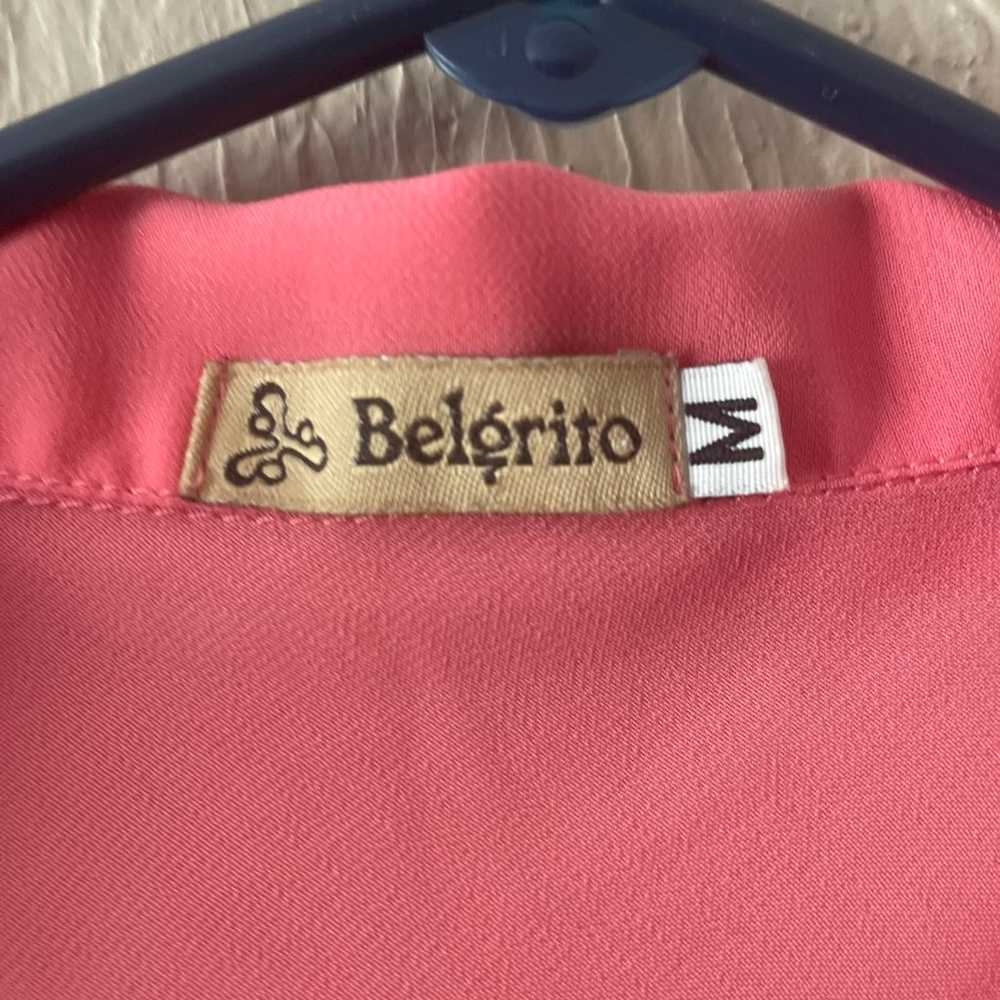 Belgrito Vintage 60s Coral Collared Blouse - image 3