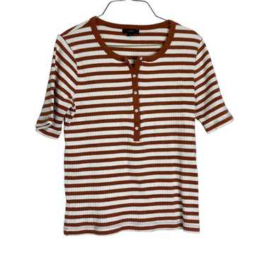 J. Crew Natural Red Emilia Stripe Ribbed elbow-sle