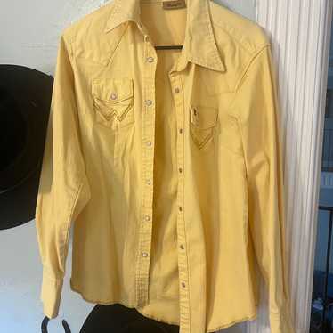 Vintage wrangler yellow button down - image 1