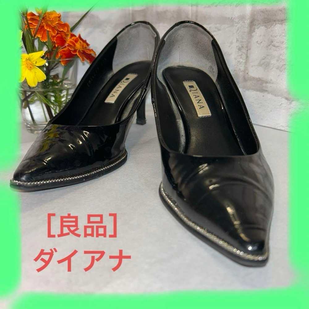 DIANA Black Patent Leather High Heels 24cm with R… - image 1