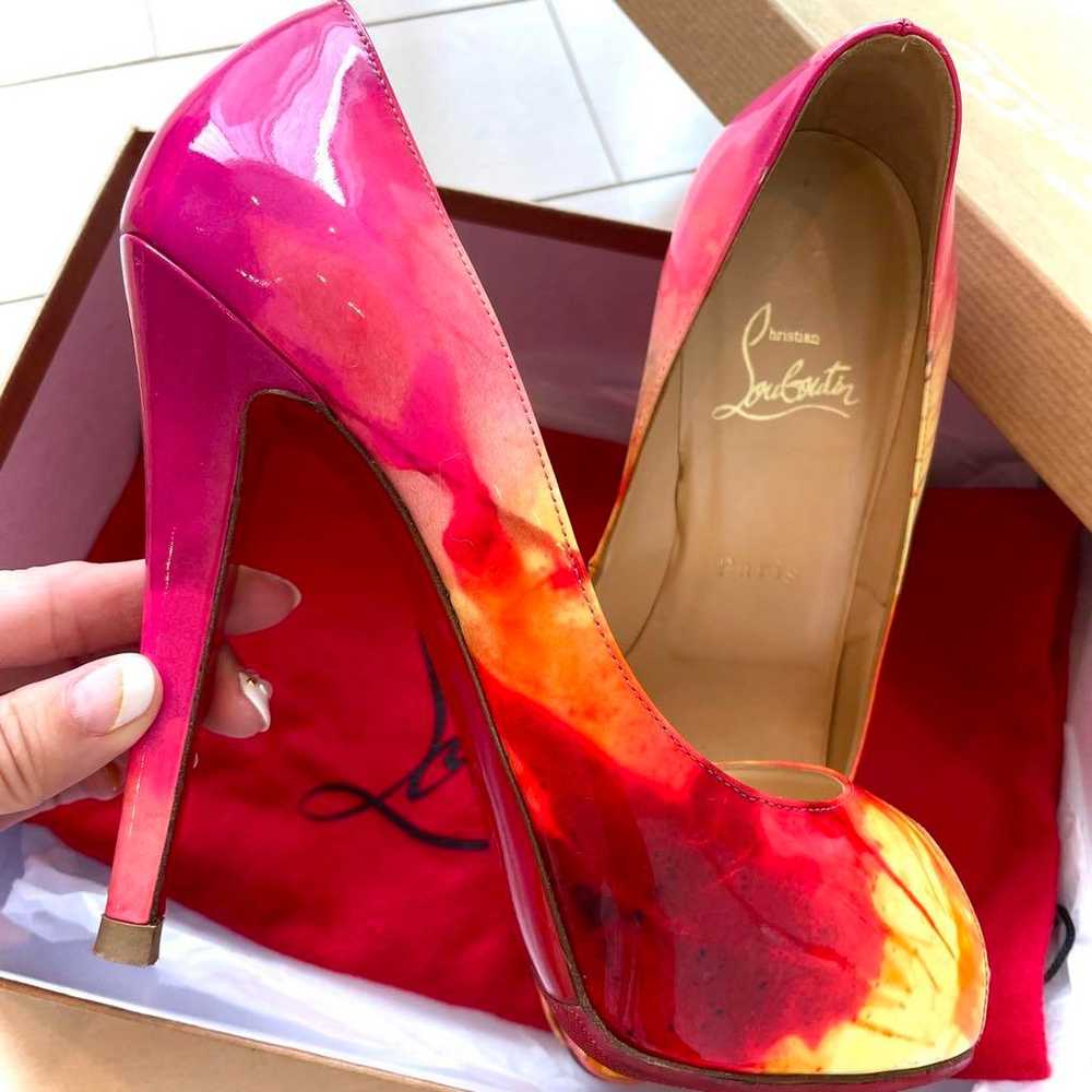 Christian Louboutin Pink Orange High Heels - image 2