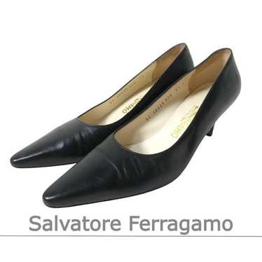 Salvatore Ferragamo Leather Pointed-Toe Mid-Heel … - image 1