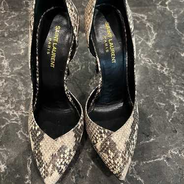 Saint Laurent Snake Print Platform Heels