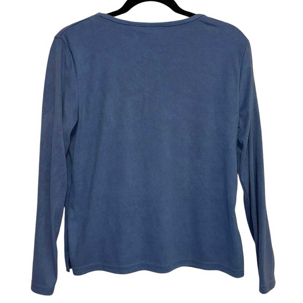 Sonoma Vintage Faux Suede Blue Long Sleeve Tee Sh… - image 3