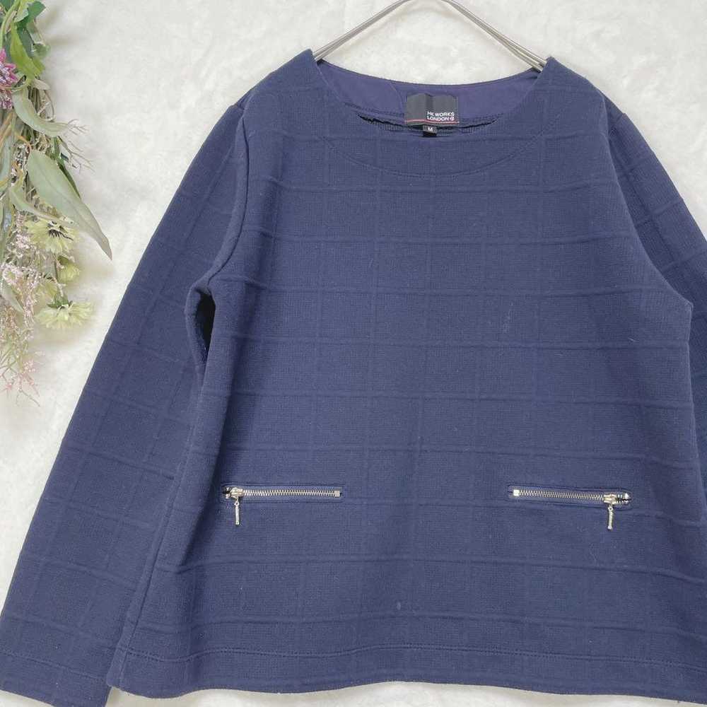 a299⁺【HK Works London】Navy Check Pattern Long Sle… - image 1