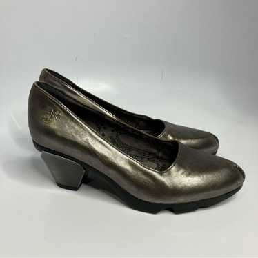 Fly London Bruno metallic leather heels silver br… - image 1