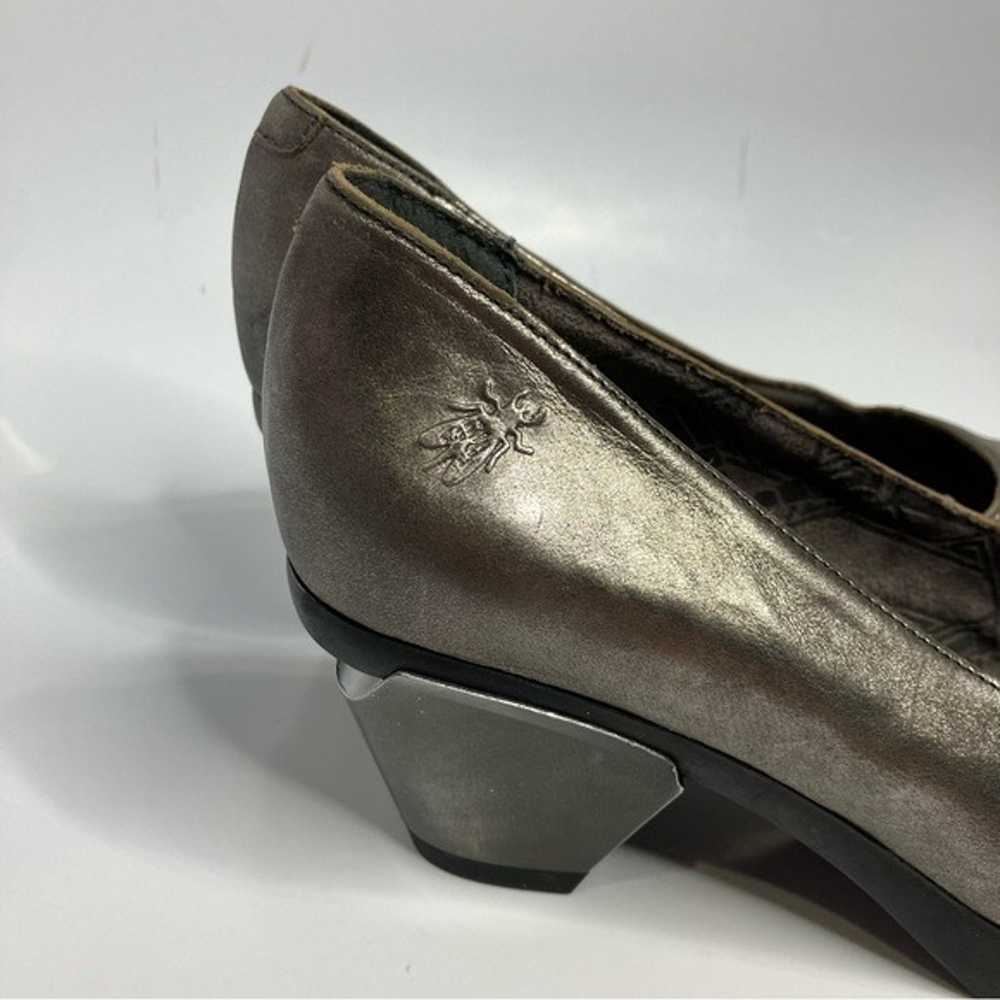 Fly London Bruno metallic leather heels silver br… - image 2