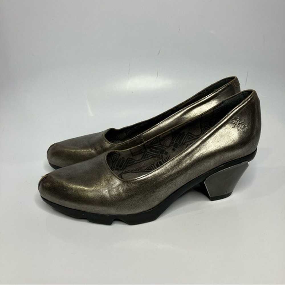 Fly London Bruno metallic leather heels silver br… - image 6