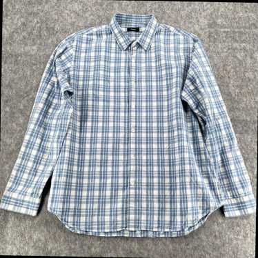 Theory Theory Mens Blue Plaid Rammy 100% Cotton B… - image 1