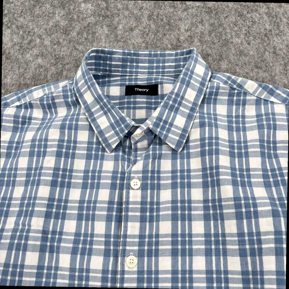 Theory Theory Mens Blue Plaid Rammy 100% Cotton B… - image 4