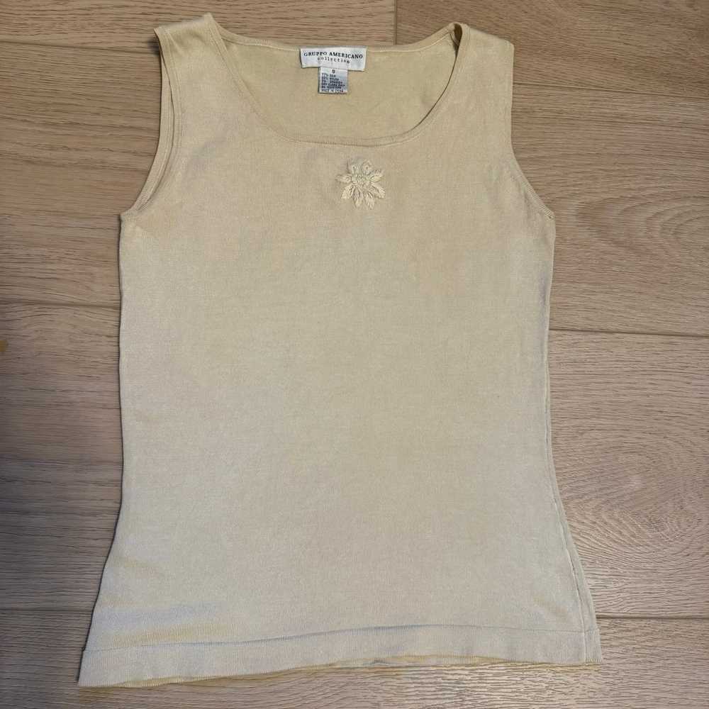 Vintage Gruppo Americano cream tank silk blend si… - image 1