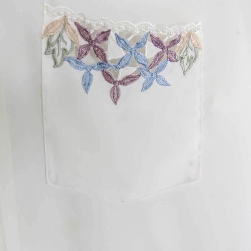 Kathy Lee 1980s Vintage White Floral Embroidered … - image 6