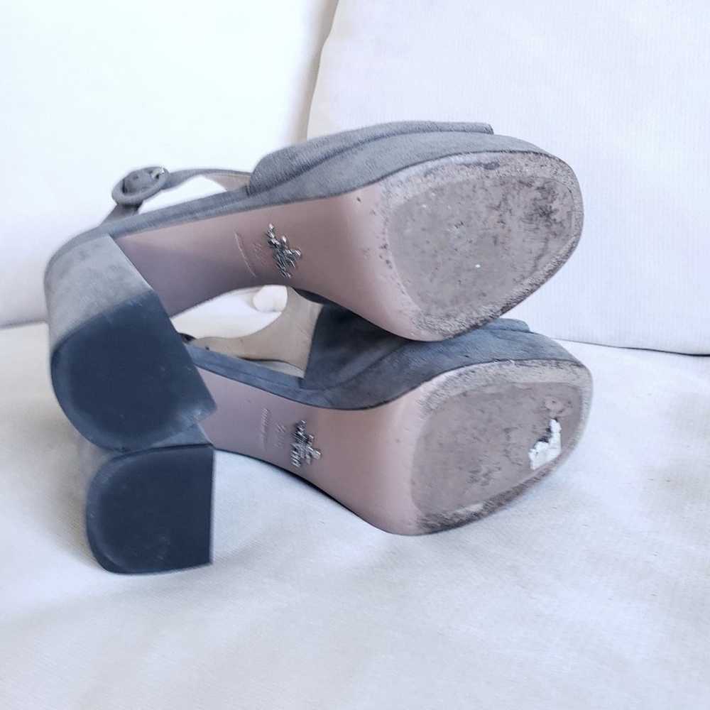 Prada Gray Suede Slingback Leather Chunky Heel Pl… - image 6