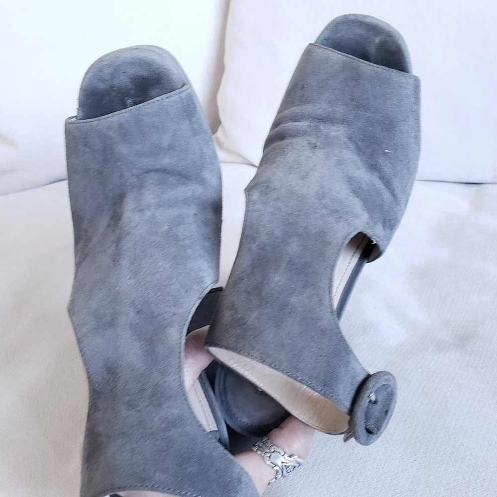 Prada Gray Suede Slingback Leather Chunky Heel Pl… - image 8