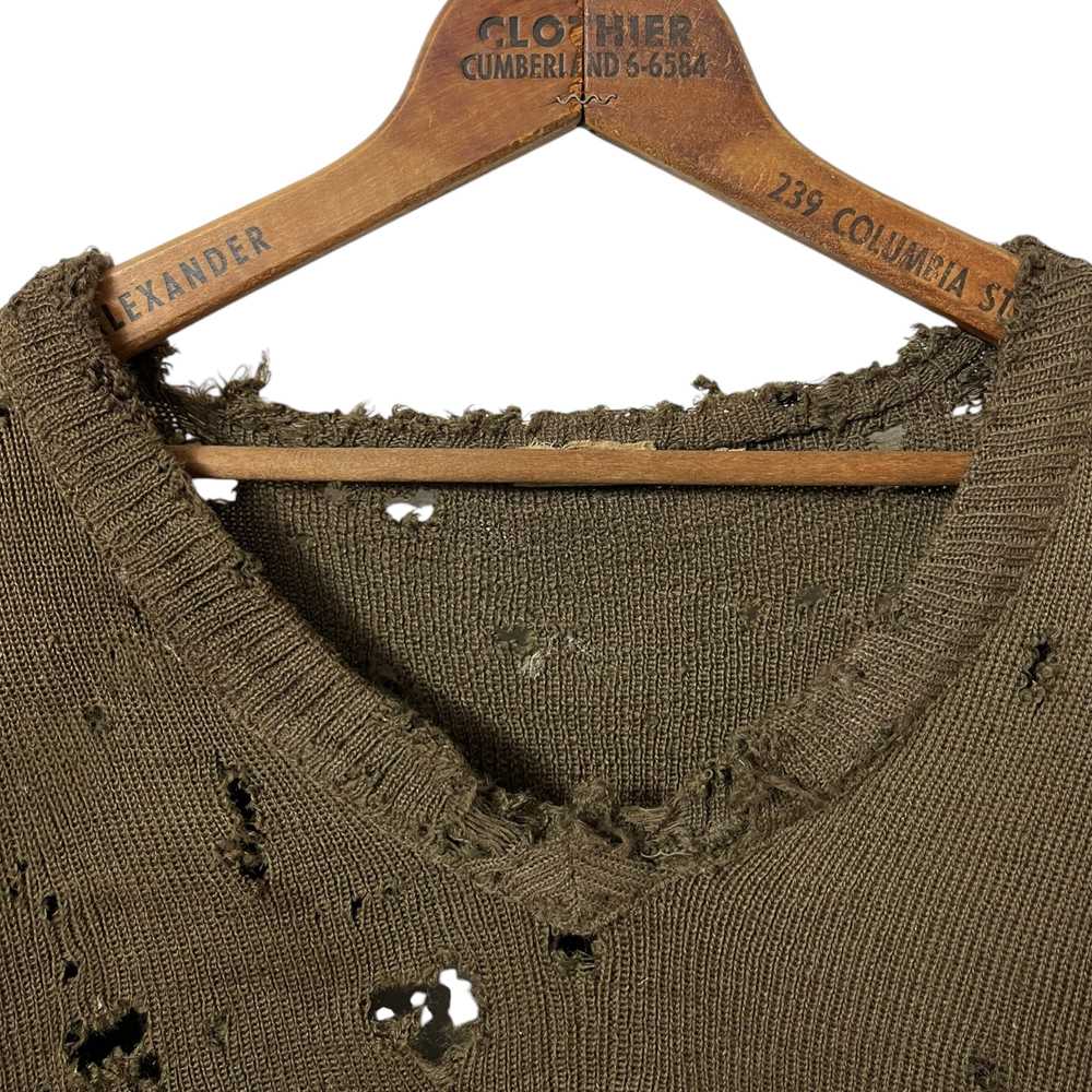 1950s Thrashed French Army Knit - Olive Drab - M - image 5