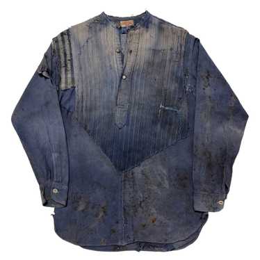 1930s McDonald Brand Indigo Popover Repaired Work 