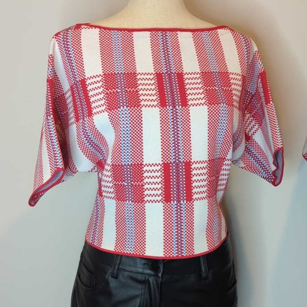 Scanlan Theodore Crepe Knit Gingham Top - image 1