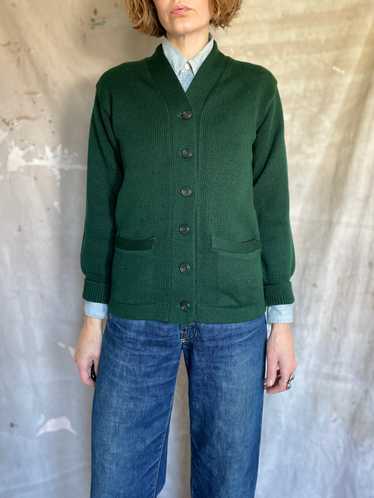 Vintage 60s BPC Bristol Products official award sweater authentic Green knit cardigan.