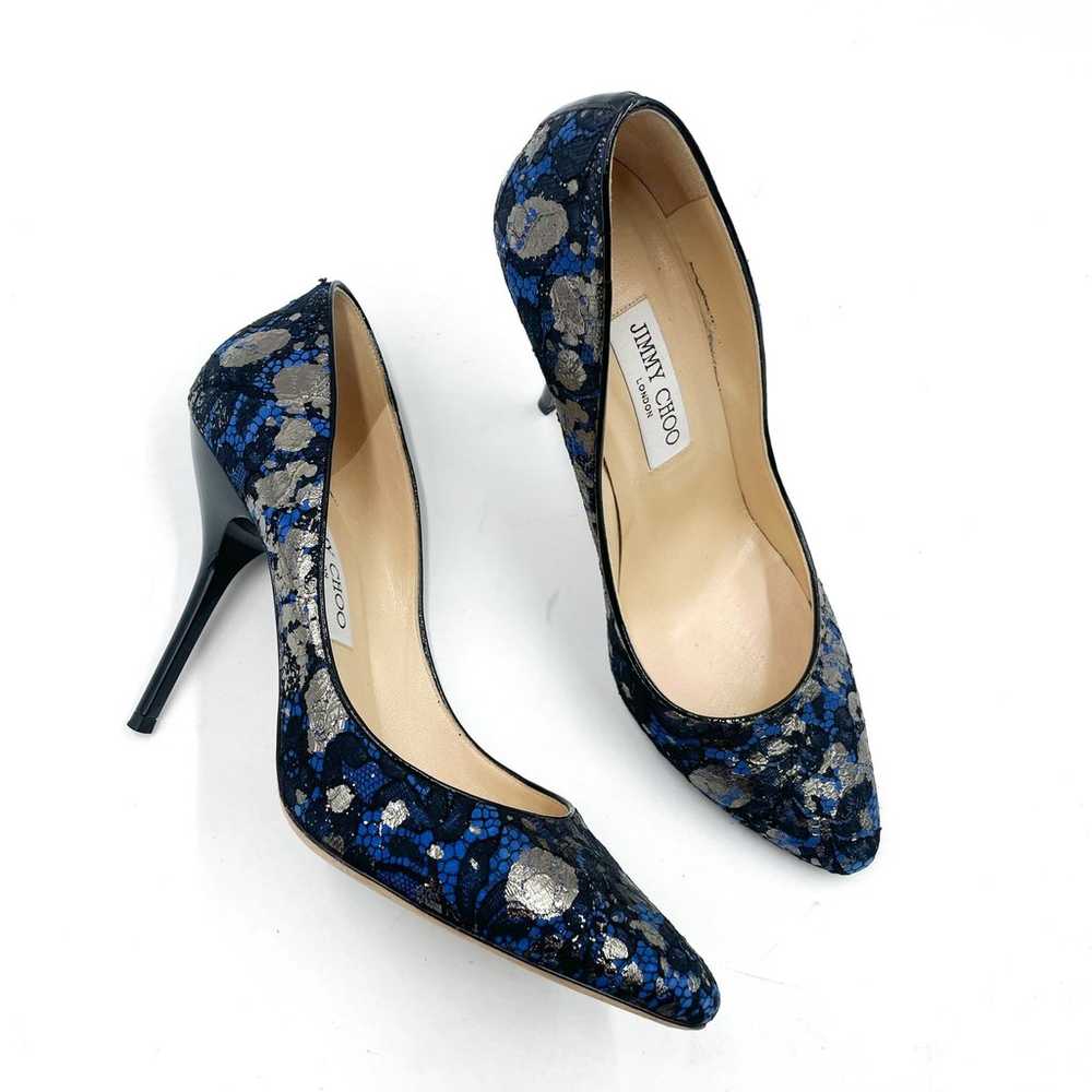 Jimmy Choo Mitchel Pumps Blue Silver Metallic Lac… - image 3