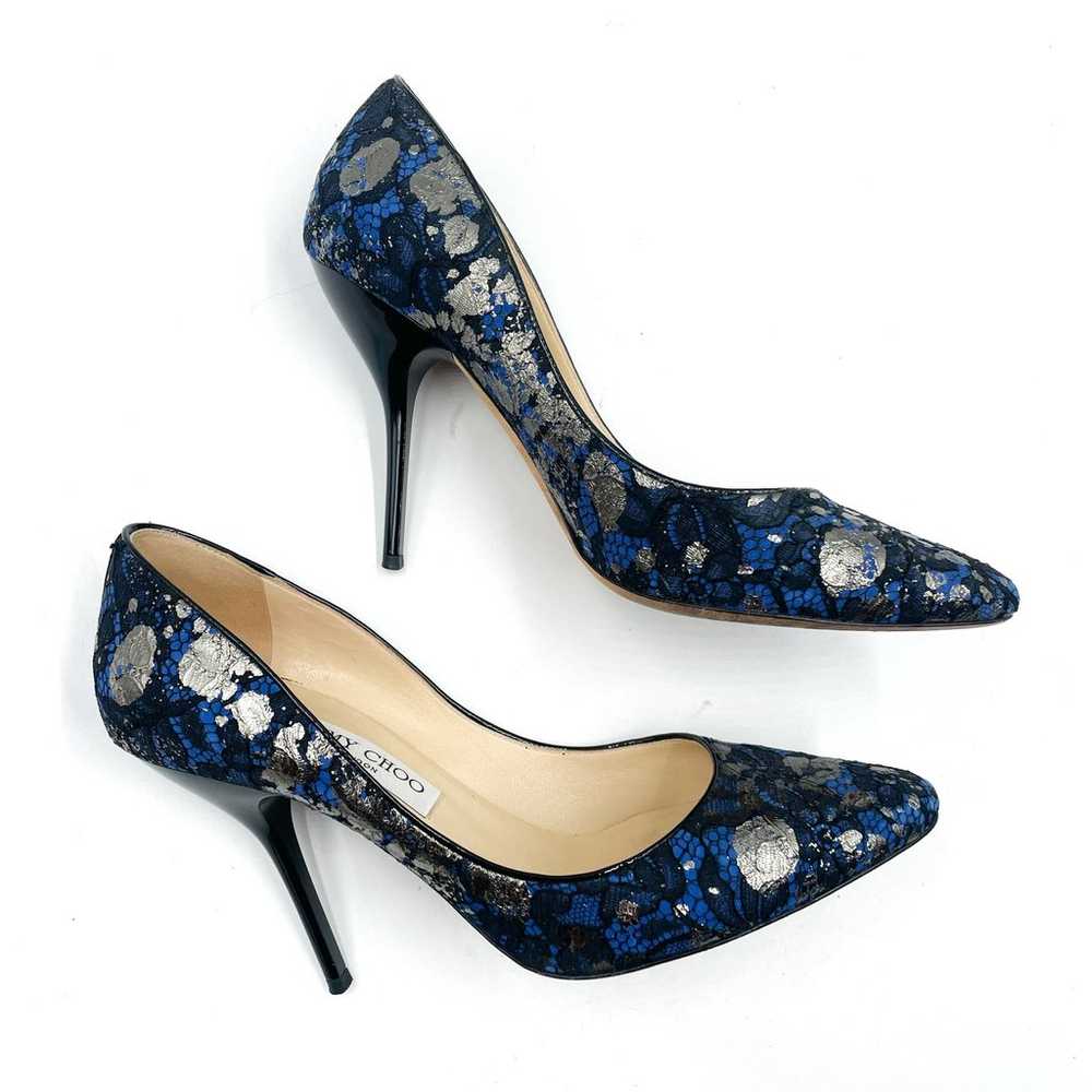 Jimmy Choo Mitchel Pumps Blue Silver Metallic Lac… - image 4