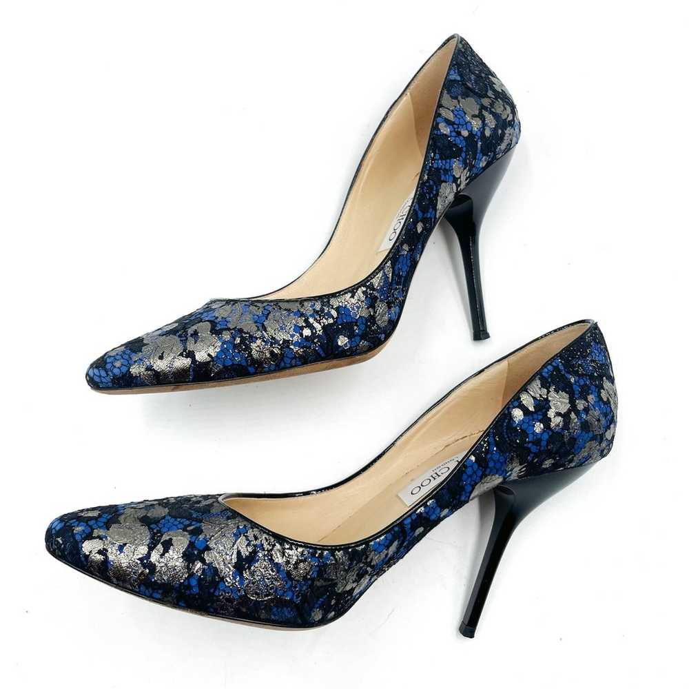 Jimmy Choo Mitchel Pumps Blue Silver Metallic Lac… - image 7