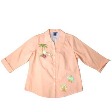 Vintage LasOlas Shirt Flip Flop Flowers Beach Ora… - image 1