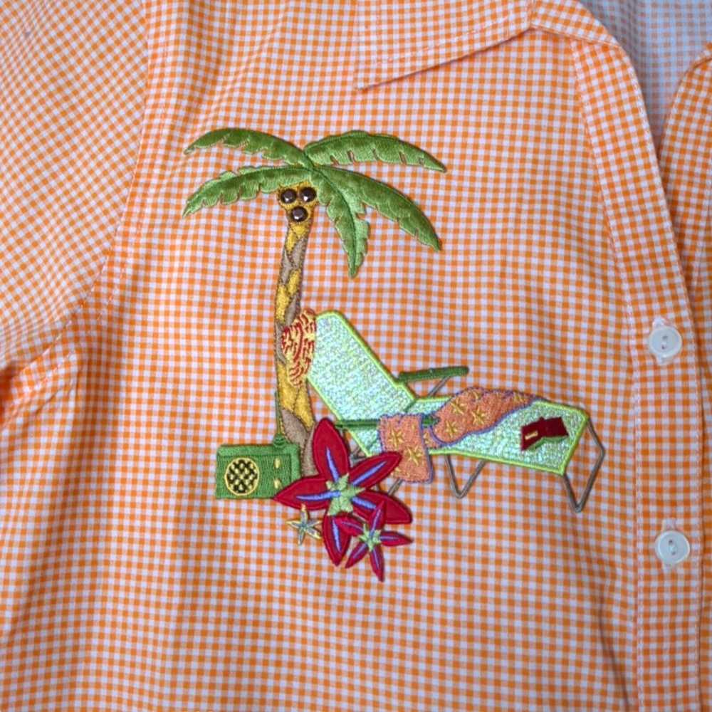 Vintage LasOlas Shirt Flip Flop Flowers Beach Ora… - image 2