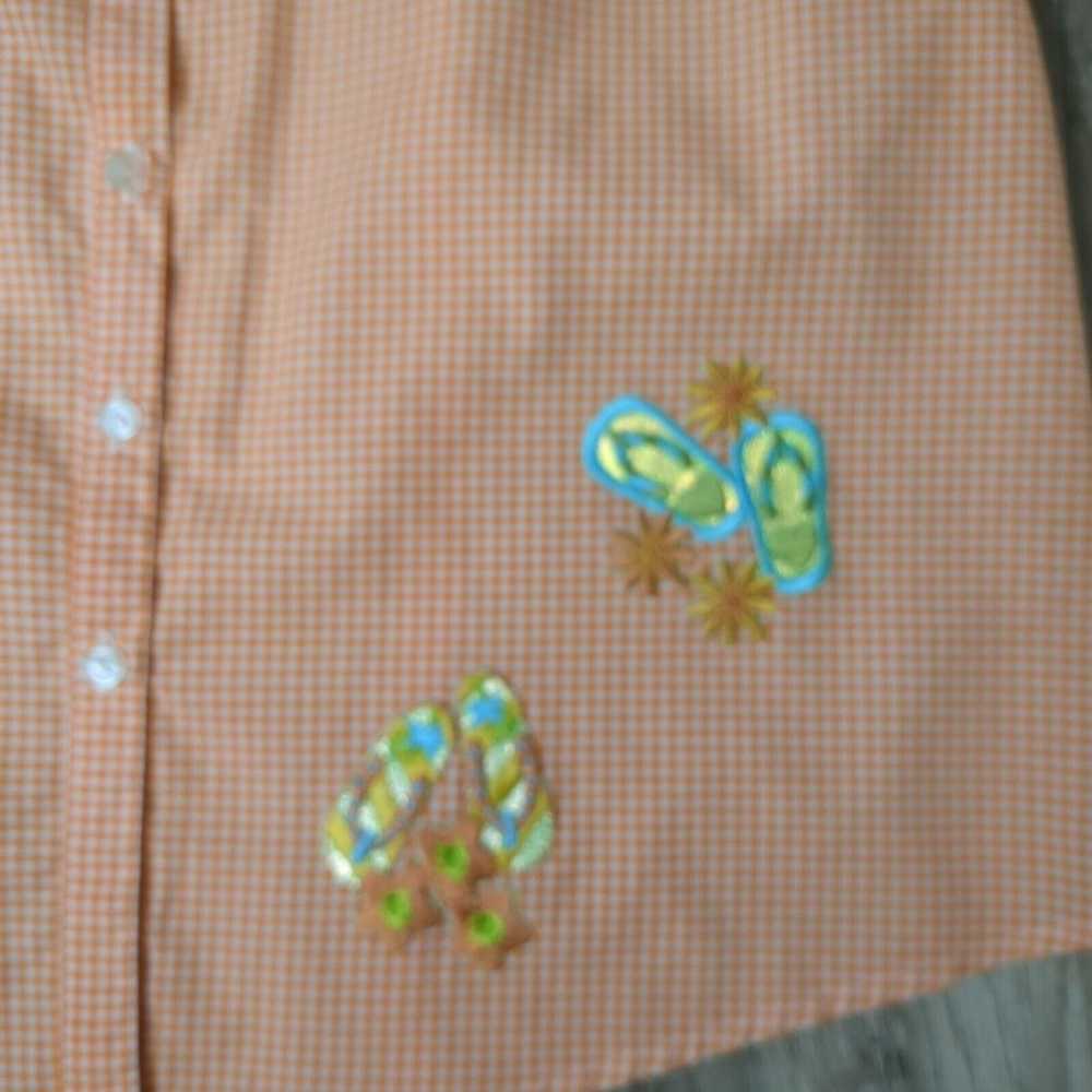 Vintage LasOlas Shirt Flip Flop Flowers Beach Ora… - image 3