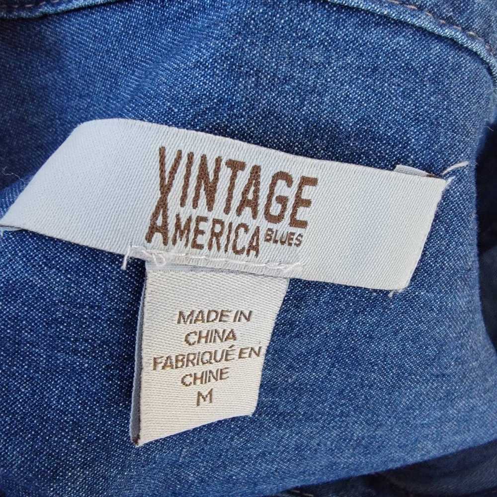 Vintage America Blues Floral Embroidered Denim Bu… - image 5