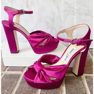 $975 Jimmy Choo Heloise Ankle Strap Platform Heel 