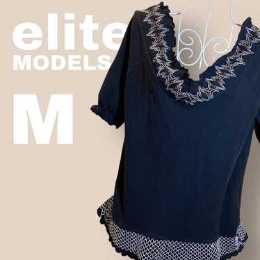 【elite models】Elite Model M Black Shirt with Ruff… - image 1