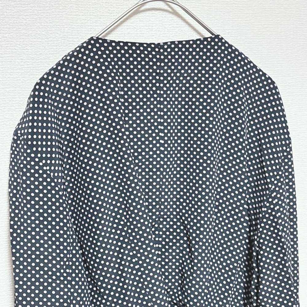 Polka Dot Blouse (9AR63) Retro Elegant U-Neck Rib… - image 8