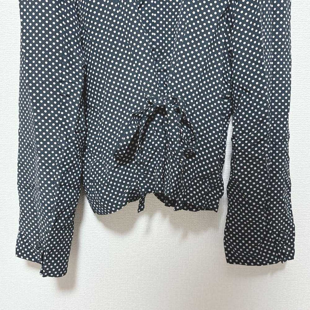 Polka Dot Blouse (9AR63) Retro Elegant U-Neck Rib… - image 9