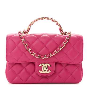 CHANEL Lambskin Quilted Mini Crystal Top Handle R… - image 1